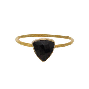 Black Onyx Gold Triangle Ring