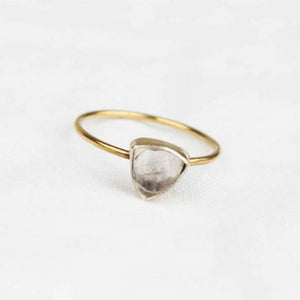 White Moonstone Gold Triangle Ring
