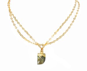 Delicate Gold Labradorite Arrowhead Necklace