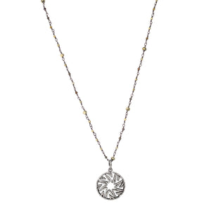 Pave Diamond Star Swirl Necklace