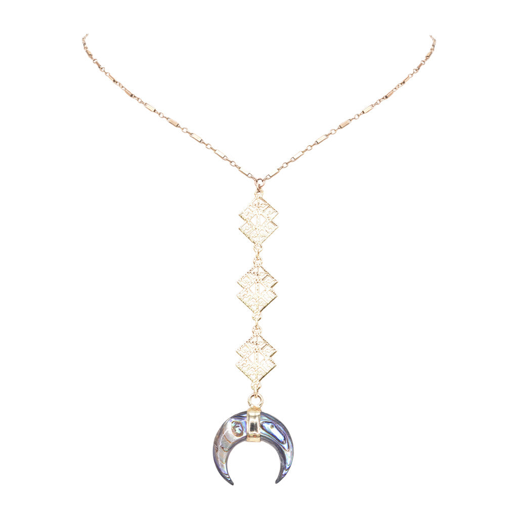 Mother of Pearl Crescent Drop Necklace