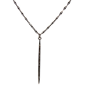 Gunmetal and Sterling Silver Diamond Spike Chain Necklace Handmade Boho Chic Jewelry by J Grace Designs and Jami Lea Grace Miller