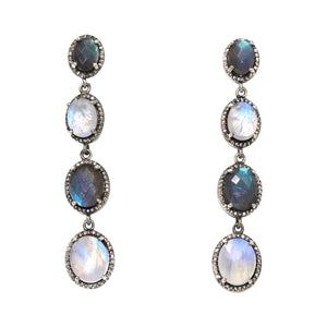 Moonstone Labradorite Diamond Earrings