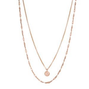 Double Strand Rose Gold Diamond Disc Necklace