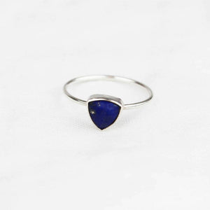 Blue Sapphire Silver Triangle Ring