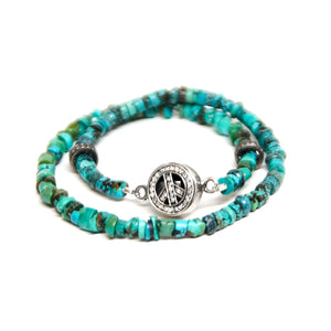 Turquoise & Pave Diamond Choker and Wrap Bracelet
