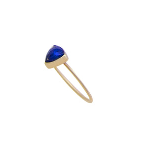 Blue Sapphire Gold Triangle Ring