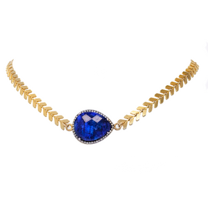 Gold Diamond and Blue Sapphire Wrap Bracelet and Choker