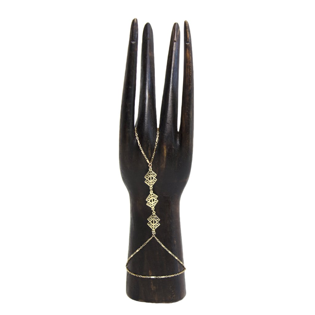 F7628 Gold Silver Hathful Design CZ Finger Ring Bracelet Linked Fashion  Jewellery Shop Online | JewelSmart.in